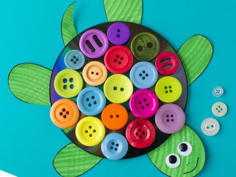 Colorful CD & Button Turtle Craft for Kids | Fireflies and Mud Pies